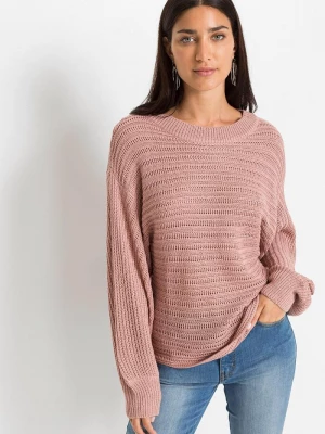 Obrázek produktu Sweter oversize w ażurowy wzór BonPrix różowy