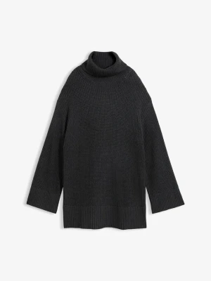 Obrázek produktu Sweter oversize z golfem z mieszanki bawełny BonPrix szary