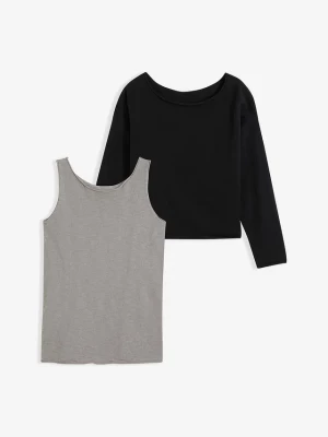 Obrázek produktu Sweter + top z czystej bawełny (kompl. 2-cz.) BonPrix czarny