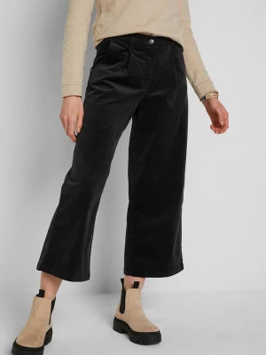 Obrázek produktu Szerokie spodnie sztruksowe culotte high-waist z wygodnym paskiem, dł. 7 / 8 BonPrix czarny