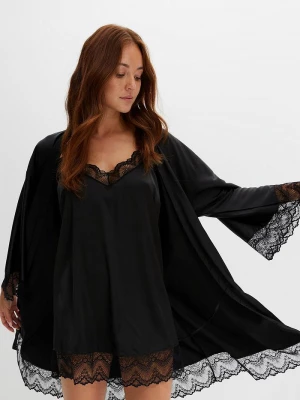 Obrázek produktu Szlafrok kimono + koszulka nocna (kompl. 2-częściowy) BonPrix czarny