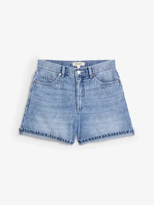Obrázek produktu Szorty dżinsowe high waist, low stretch BonPrix niebieski