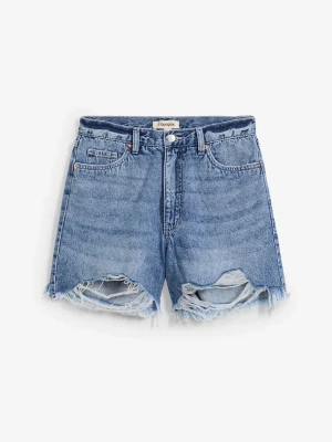 Obrázek produktu Szorty dżinsowe high waist, low stretch BonPrix niebieski