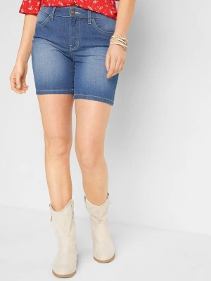 Obrázek produktu Szorty jeansowe ze stretchem, krój slim fit, mid waist (2 pary) BonPrix niebieski