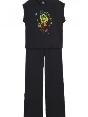 Obrázek produktu T-shirt dziewczęcy + legginsy Flared (2 części), bawełna organiczna BonPrix czarny