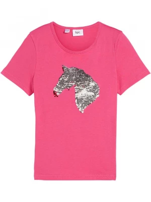 Obrázek produktu T-shirt dziewczęcy z obracanymi cekinami, z bawełny organicznej BonPrix różowy