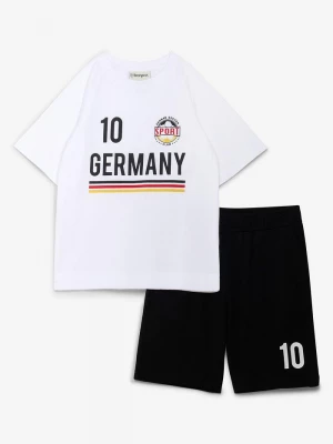 Obrázek produktu T-shirt i bermudy z dżerseju z miękkiej bawełny organicznej (komplet 2-cz.) BonPrix biały