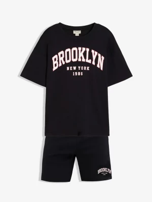 Obrázek produktu T-shirt i spodenki z wytrzymałej bawełny organicznej (2-częściowy zestaw) BonPrix czarny