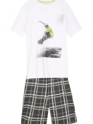 Obrázek produktu T-shirt + krótkie spodnie shirtowe (2 części), z bawełny organicznej BonPrix biały
