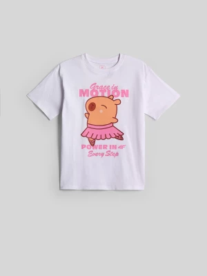 Obrázek produktu 4F T-shirt loose s potiskem dívčí - béžový 158 / 164 (12-14 let)