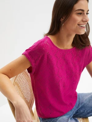Obrázek produktu T-shirt z ażurowym haftem BonPrix różowy