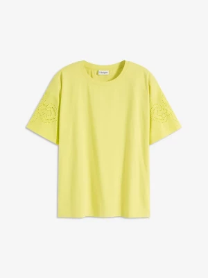 Obrázek produktu T-shirt z ażurowym haftem BonPrix żółty