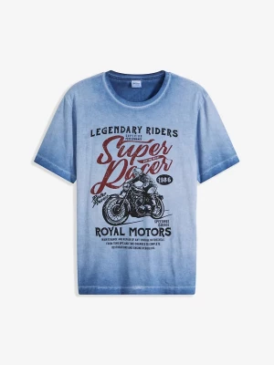 Obrázek produktu T-shirt z bawełny organicznej z efektem wytarcia BonPrix niebieski