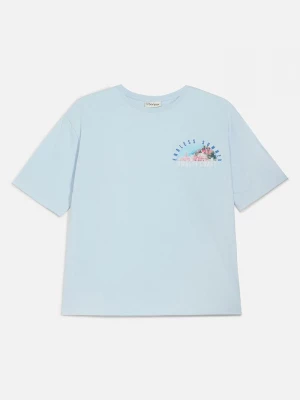 Obrázek produktu T-shirt z czystej bawełny organicznej, z dużym nadrukiem na plecach, loose fit BonPrix niebieski