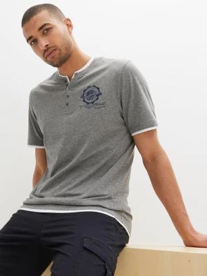Obrázek produktu T-shirt z dekoltem Henley, krótki rękaw (2 szt.), z czystej bawełny organicznej BonPrix niebieski