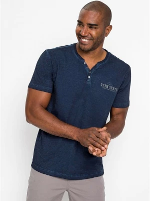 Obrázek produktu T-shirt z dekoltem henley z krótkim rękawem, z efektem sprania, z czystej bawełny organicznej BonPrix niebieski