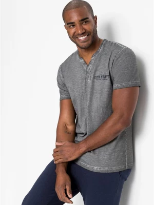 Obrázek produktu T-shirt z dekoltem henley z krótkim rękawem, z efektem sprania, z czystej bawełny organicznej BonPrix szary