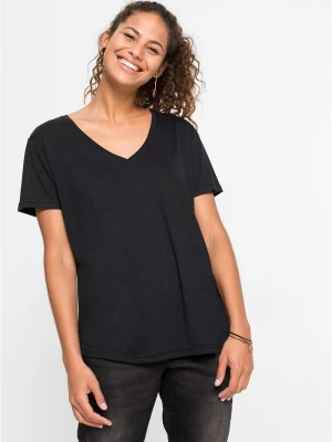 Obrázek produktu T-shirt z dekoltem w serek BonPrix czarny