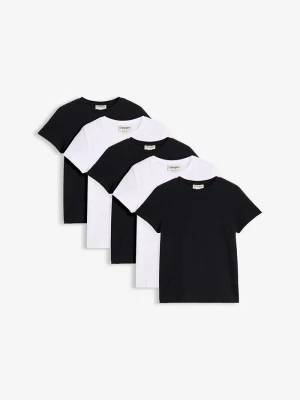 Obrázek produktu T-shirt z elastycznej bawełny organicznej (5 szt.) BonPrix biały