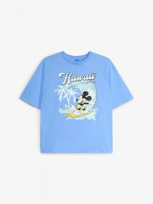 Obrázek produktu T-shirt z motywem myszki Mickey, loose fit, czysta bawełna BonPrix niebieski