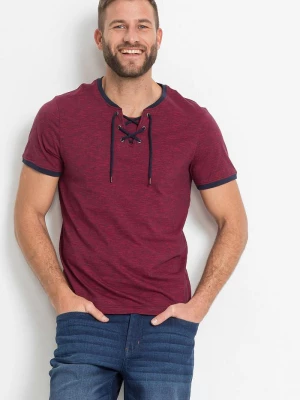 Obrázek produktu T-shirt z ozdobnym sznurowaniem, z bawełny organicznej BonPrix czerwony