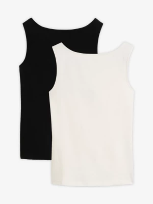 Obrázek produktu Tank top z dekoltem łódką, 2 szt. BonPrix biały
