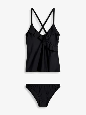 Obrázek produktu Tankini z falbanką (kompl. 2-cz.) BonPrix czarny