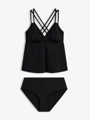 Obrázek produktu Tankini ze skrzyżowanymi ramiączkami z szybkoschnącego materiału (komplet 2-cz.) BonPrix czarny