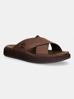 Obrázek produktu Timberland pantofle pánské kožené Casco Cove Slide hnědá