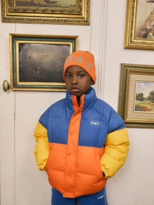 Obrázek produktu Tinycottons Dětská bunda Tinycottons COLOR BLOCK SHORT PADDED JACKET oranžová