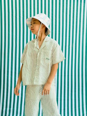 Obrázek produktu Tinycottons Dětská lněná košile Tinycottons EMERALD STRIPES SHIRT bílá