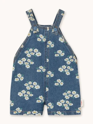 Obrázek produktu Tinycottons Dětské džínové lacláče BLOSSOMS DENIM SHORT DUNGAREE modrá