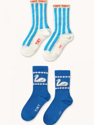 Obrázek produktu Tinycottons Dětské ponožky Tinycottons BLUE STRIPES & SWAN MEDIUM SOCKS 2-pack