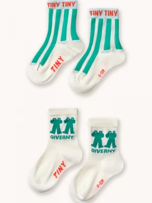 Obrázek produktu Tinycottons Dětské ponožky Tinycottons EMERALD STRIPES & FROG MEDIUM SOCKS bílá