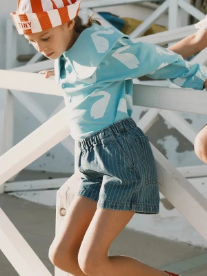 Obrázek produktu Tinycottons Dětské riflové kraťasy Tinycottons STRIPES DENIM SHORTS modrá