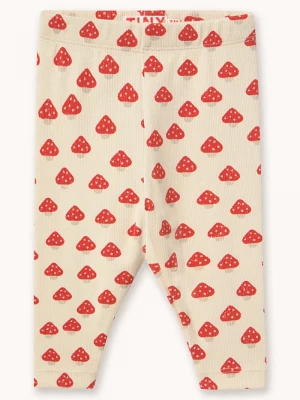 Obrázek produktu Tinycottons legíny dětské bavlněné s elastanem MINI MUSHROOMS RIB BABY PANT béžová