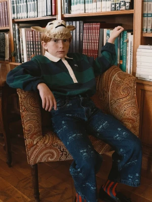Obrázek produktu Tinycottons rovné džíny dětské TINY TEA ROOM 2 STRAIGHT DENIM PANT námořnická modř