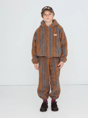 Obrázek produktu Tinycottons rozepínací mikina s kapucí dětská fleecová LINES SHERPA HOODIE hnědá
