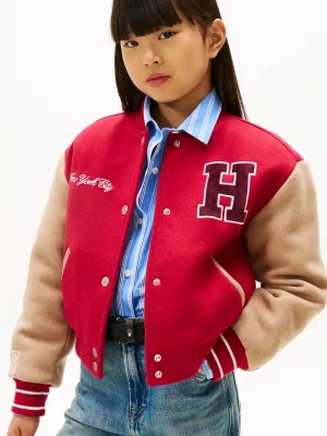 Obrázek produktu Tommy Hilfiger Dětská bomber bunda s příměsí vlny Tommy Hilfiger červená