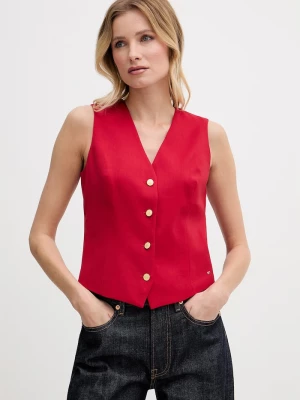 Obrázek produktu Tommy Hilfiger jednořadá vesta dámská s příměsí vlny červená