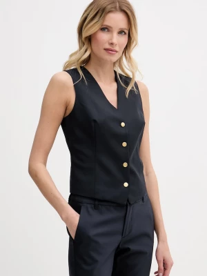 Obrázek produktu Tommy Hilfiger jednořadá vesta dámská s příměsí vlny námořnická modř