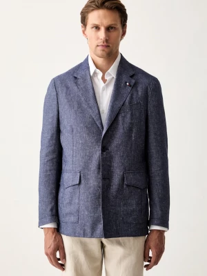 Obrázek produktu Tommy Hilfiger jednořadé sako pánské se lnem námořnická modř
