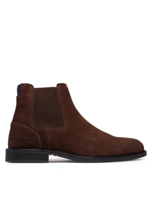 Obrázek produktu Tommy Hilfiger Kotníková obuv s elastickým prvkem Corporate Dressy Suede Chelsea FM0FM05953 Hnědá