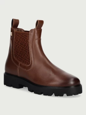 Obrázek produktu Tommy Hilfiger kotníkové Chelsea boty dámské kožené TH MONOGRAM LEATHER CHELSEA BOOT hnědá
