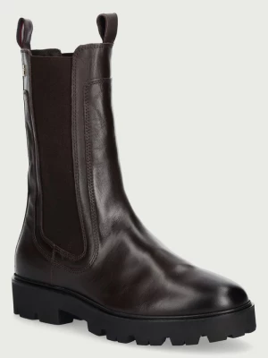 Obrázek produktu Tommy Hilfiger kotníkové Chelsea boty dámské kožené TH STUD LEATHER HIGH CHELSEA hnědá