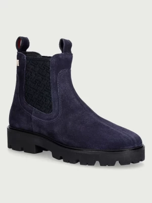 Obrázek produktu Tommy Hilfiger kotníkové Chelsea boty dámské semišové TH MONOGRAM SUEDE CHELSEA BOOT námořnická modř