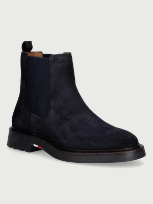 Obrázek produktu Tommy Hilfiger kotníkové Chelsea boty pánské semišové CORPORATE CASUAL SUEDE CHELSEA námořnická modř