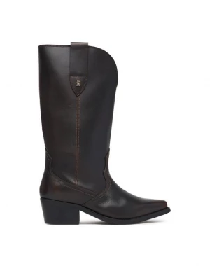 Obrázek produktu Tommy Hilfiger Kozačky Leather Mid Calf Western Boot FW0FW09798 Tmavě hnědá