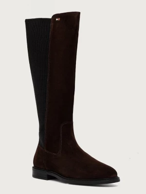 Obrázek produktu Tommy Hilfiger kozačky nad kolena dámské semišové ENAMEL FLAG SUEDE HIGH CHELSEA hnědá
