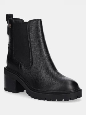 Obrázek produktu Tommy Hilfiger Kožené kotníkové boty Tommy Hilfiger TH LEATHER CHELSEA CLEATED HEEL černá
